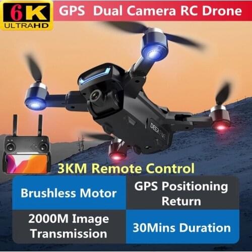 Brushless 6K ESC Dual Camera GPS RC Drone 3KM 5G WIFI FPV 2KM Image Transmission Smart Fllow Foldable Remote Control Quadcopter