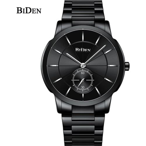 BIDEN Luxury Top Brand Men Quartz Watch Stainless Steel Business Mens Wrist Watches Waterproof Male Clocks Gifts zegarki meskie