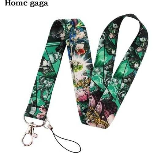 DB516 Bear Anime Print Webbing Lanyard Keychain Classic Children Ribbon Hanging Rope Keyring Cellphone Neck Straps Key Ring