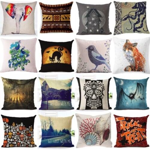 Pillow Case Cushion Case 18'' Halloween Home Pattern Cotton Linen Soft Room Gifts Single Sides Printing