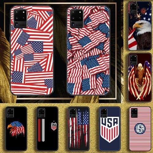 America Flag USA Phone case For Samsung Galaxy Note 4 8 9 10 20 S8 S9 S10 S10E S20 Plus UITRA Ultra black trend shell luxury