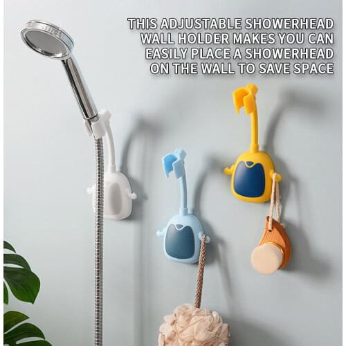 Shower Holder Adjustable Wall Mounted Shower Head Holder Showerhead Bracket Base Bathroom Accessories Punch-Free Nozzle Stand