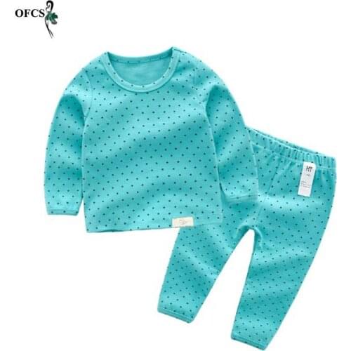 Children Warm Cotton Suits Kid Girls Underwear Set Boys Long Sleeve Top+Long Trousers Suit Children Clothes 24m-10 Years Old