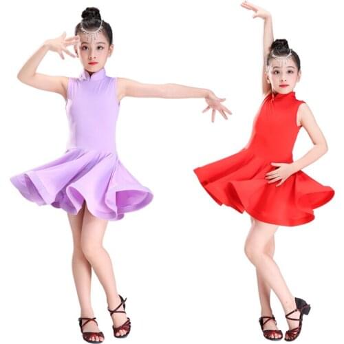 Childrens Latin Dance Costumes Girls Flamengo Dance Uniforms Short Sleeve Dancing Competition Suit Students Tango Suit D-0272