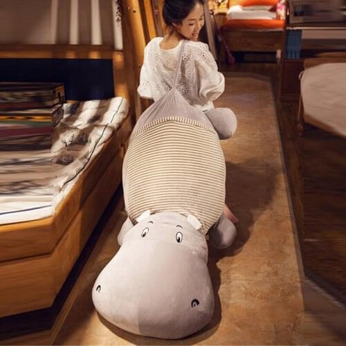 Fancytrader Jumbo Huge Hippo Plush Toys Giant 135cm Soft Stuffed Animals Hippo Pillow Cushion Doll Nice Gifts