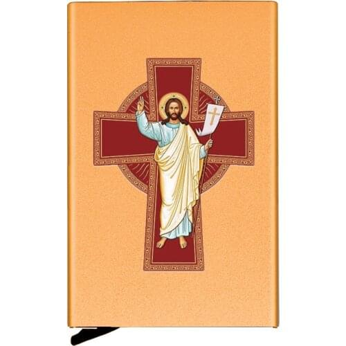 Classic Fashion Metal Men Women Credit Card Holder High Quality Orthodox Church Printing Travel ID Cardholder Case Rfid Wallet