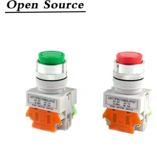 22mm LAY37 Self-locking/Latching Self-reset/Momentary High head Push Button Switches Red Green Black 1NO 1NC 10A250VAC