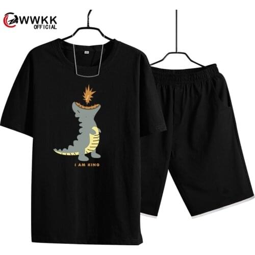 WWKK Tracksuit Men Sets Male Sweatshirt Pants Summer Mens Cropped T Shirt Shorts Casual Suits Sportswear Mens Clothing 2PCS