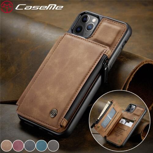 Zipper Purse Cover for iPhone 12 11 Pro XS Max SE 2020 8 7 Plus Leather Wallet Case for Samsung Note 20 Ultra S20 S10 S9 A51 A71
