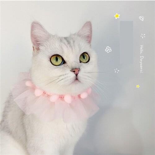 Lace Pets Cat Collar Accessories Lovely Fancy Bib Plush Ball Puppy Pet Cat Dog Collars Cartoon Adjustable Dog Supplies