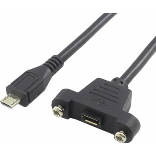 LBSC 1.6 Feet Micro USB Male to Micro USB Female Extension Panel Mount Type Cable with Screws, Data+Charge ,Black