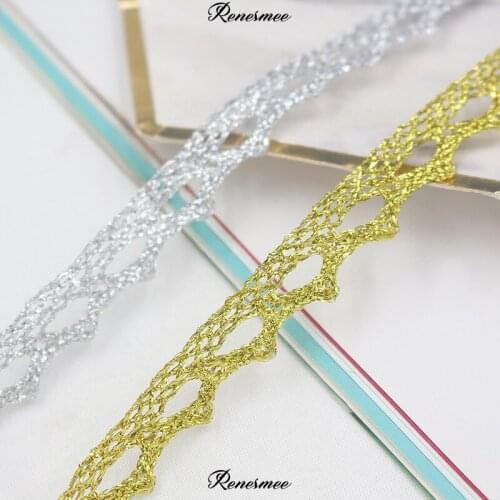 5Meters Golden Silver Wave Lace Trims Hollow Neckline Skirt Accessories Home Decoration Webbing 1.1cm