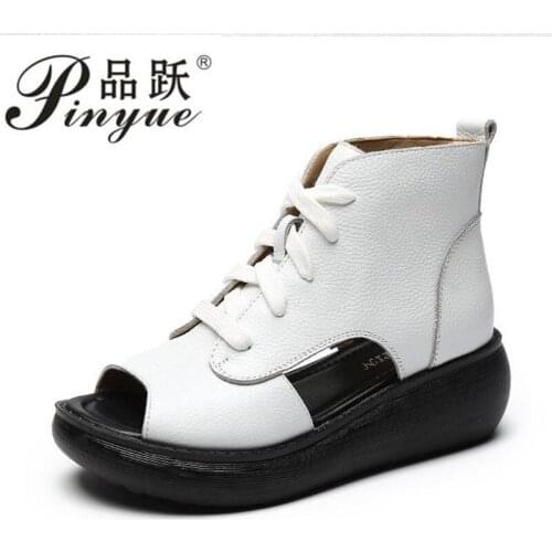 Size 34--41 summer Fashion sandals genuine leather soft outsole comfortable open toe wedges mother shoes flat sandals