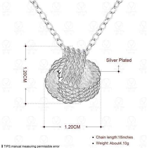 Lureme 925 Silver Jewelry Fashion Woven Ball Pendant Necklace for Women (nl004292)