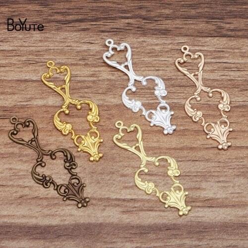 BoYuTe (100 Pieces/Lot) Metal Brass Stamping 17*42MM Filigree Flower Pendant Charms Diy Hand Made Jewelry Materials