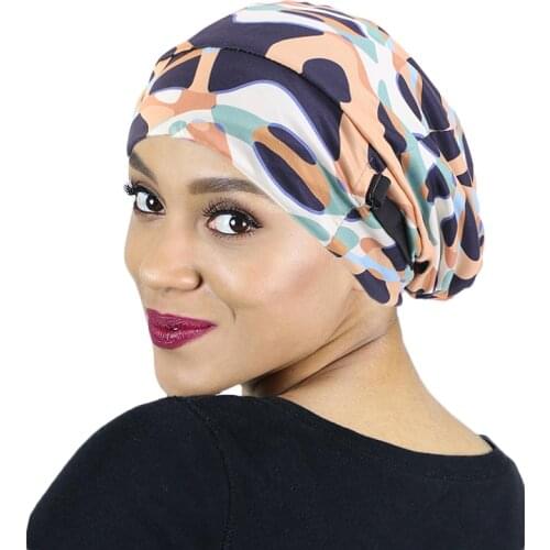 Muslim Turban Hat For Women Stretch Night Cap Layer Satin Lined Chemo Head Cover Head Accessories Bonnet Reversible Sleep Hat