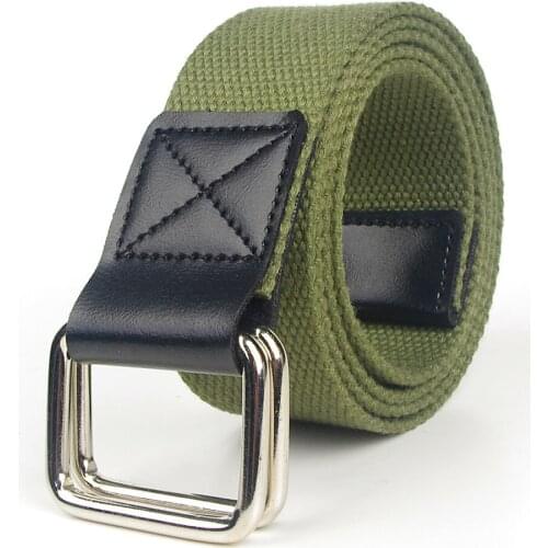 Men Women Canvas Tactical Belt Lengthened D Ring Metal Buckle Punk Casual Knitted Belt Fashion Street Style Wild Jeans Waistband
