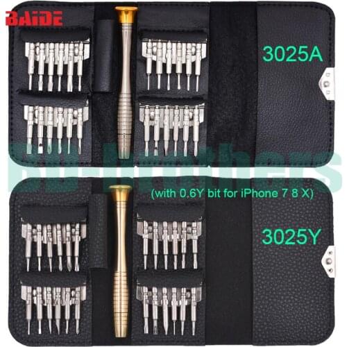 New With 0.6Y Leather Case Wallet Style Keytainer 25 in 1 Screwdriver Set with Screwdrivers Bits Hand Tools for i7 50set/lot