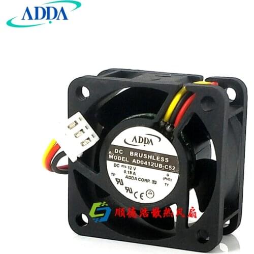 New original ADDA AD0412UB-C52 4020 12V 0.18A 4cm three wire cooling fan 40x40X10mm cooler