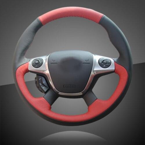 Braid On The Steering Wheel Cover for Ford Focus 3 2012-2014 Kuga Escape 2013-2016 C-MAX 2011-2014 Car Steering Covers Leather