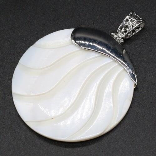 Natural Mother-of-pearl Pendants Charm Big Round White Slice Shell for Jewelry Making DIY Women Necklace Earrings Gifts