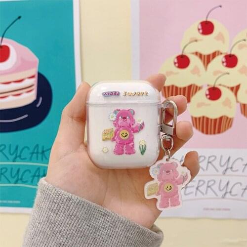 Simple Cute Bear Pattern For AirPods 1 2 Case Transparent Soft TPU Bluetooth Earphone Charging Box For Airpods Case