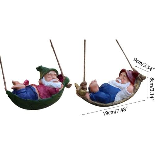 Garden Gnome Statue Lying Elf Resin Dwarf Sculpture for Outdoor Patio Yard Lawn Hanging Decor