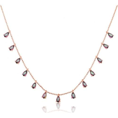 Silverlina Silver Mystic Topaz Fortune Necklace