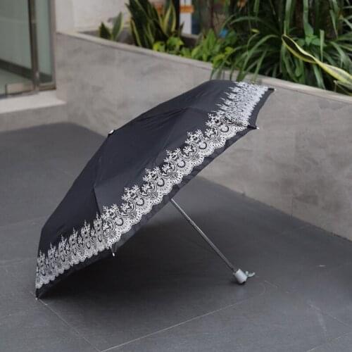 Three folding umbrella fashion women umbrella silver coating sunscreen UV sunny rain dual-use umbrella windproof strong umbrella