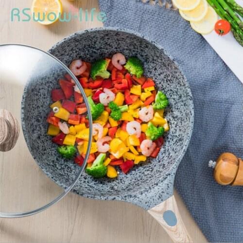 Maifan Stone Wok Flat Bottom Non-stick Frying Pan Household Induction Cooker Gas Stove Universal For Kitchen Pots