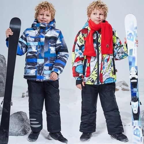 Winter Warm Boy Snow Suits Hooded Windproof Children Clothing Set Outdoor Sport Teenager Kids Ski Outfits Baby Tracksuit Clothes
