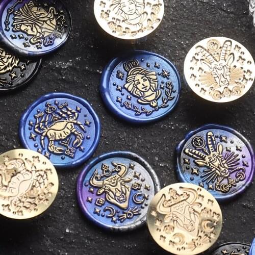 Twelve Constellation Series Fire Lacquer Seal Lion Virgo Wax Stamp Wedding Greeting Card Decoration Hand Account Birthday Gift