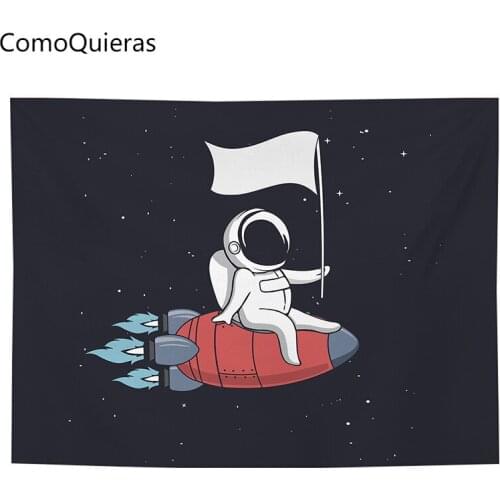 Universe Starry Sky Astronaut Moon Landing Exploration Creative Tapestry Moon Decoration Fabric Room Decoration Art Painting