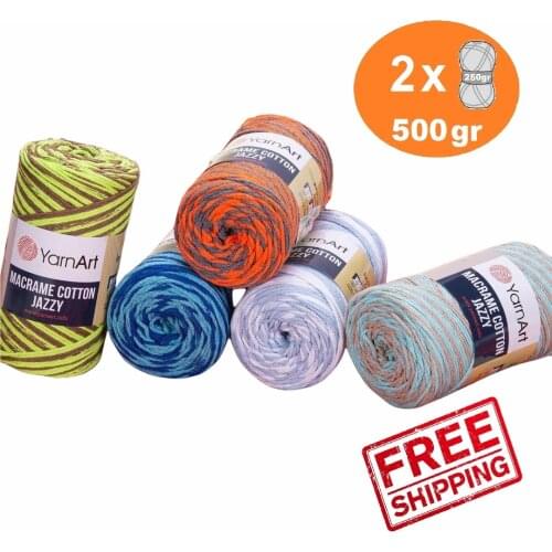 Yarnart Macrame Cotton JAZZY 2x250gr 225mt Gradient Rainbow DIY Yarn String Thread Rope Home Wedding Accessories Dreamcatcher