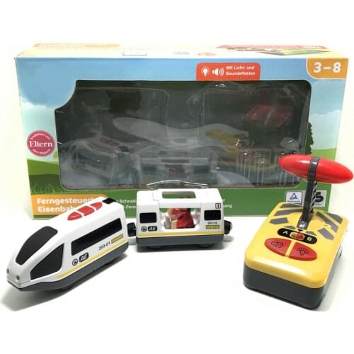W04 Free shipping Remote control electric train 2 section magnetic link compatible wooden track white Harmony train