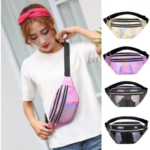 Women New Fanny Pack Multi-function Steam Punk Leg Fashion Bag Reflective Laser Shoulder Bag Womens Belt Waist Bag