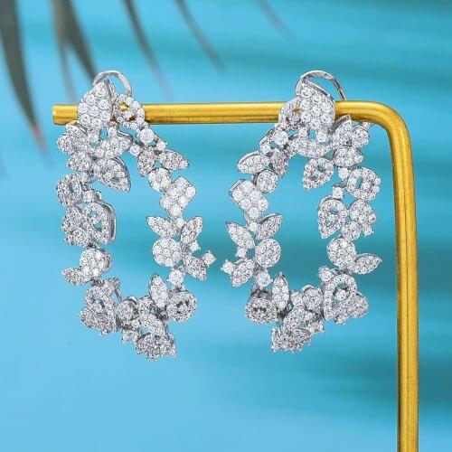 GODKI 80mm Trendy Flowers MIAMI Drop Earrings For Women Wedding Party Indian Dubai Bridal Jewelry boucle d'oreille femme Gift