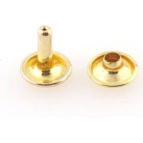 100sets gold Double Cap Rivets,Metal Button Round Rapid Rivet,rivet studs for purse bags Handbags Shoes Belts leather craft diy