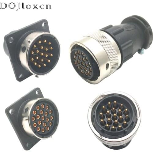 1 Set Of 19 Hole Waterproof Male And Female Connectors Black And Silver Wiring Plug Sockets UTG61619S/UTG16AC/RC16M23K/UTG01619P