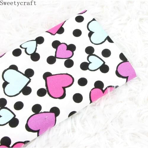 140x50cm Plain Cotton Fabric Heart Dot Prints Cloth Sewing Quilting Fabrics For Patchwork Needlework DIY Handmade Accessories
