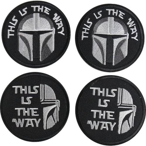 2PC Embroidery Applique Military Spartan Beskar Metal Helmet Patch Outdoor Armband Iron Sewing Decor DIY Cloth Accessory Warrior