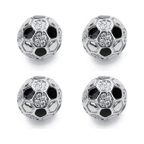 2pcs/lot 10mm football Diy Spacer Beads Wholesale Micro Pave CZ Zircon Charms for Beaded Bracelet Making Disc Ball Round Bead