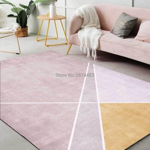 200*300cm Fashionable Modern Simple Nordic Geometric Pink Gold Living Room Bedroom Bedside Carpet Mat Customization