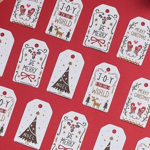 50pcs 7x4cm Merry Christmas Paper Tags Gift Product Hang Tags Xmas Decoration Wrapping Supplies Christmas Price Tags Label