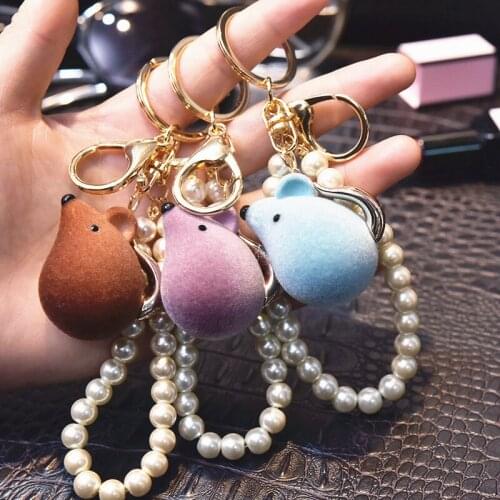 Acrylic Flocking Zodiac Mouse Keychain Cartoon Mouse Leather Rope Doll Pendant Bag Small Gift Wholesale Furry Bag Key Chain