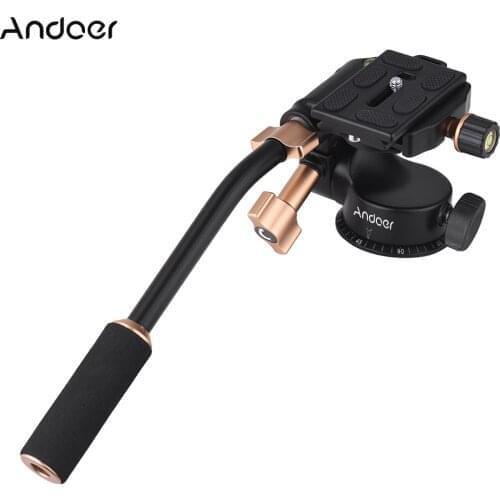 Andoer Q08S Tripod Head 360 Panoramic Shooting 3-Way Damping DSLR Camera Tripod Monopod Head with Pan Bar Handle