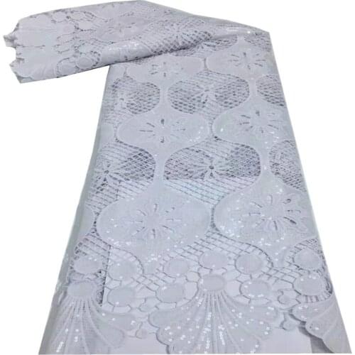 White African Cord Lace Fabric High Quality Lace Sequins Milk Silk Lace Cutout Water Soluble Guipure Cord For Party Sew xc18-94