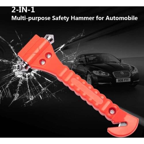 Free Shipping Dual Steel Sharpened Hammer with Cutter Survival Tool Suspensible Rescue Escape Hammer for Automobile B7-1048