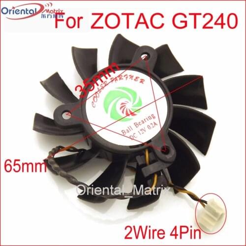 Free Shipping Ball Bearing DC12V 0.2A 65mm 35*35*35mm 2Wire 4Pin For ZOTAC GT240 Graphics Card Fan