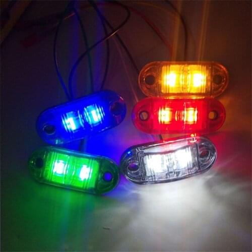 2pcs set Car Side Marker Light Lamp 2LED 10-30V Side Light Turn Signal Truck LED Five Color Side Light With Screws